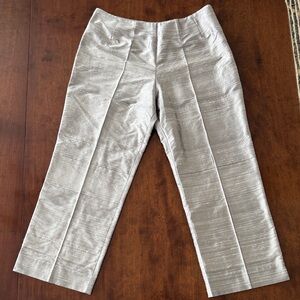 Raw Silk Silver Ankle-Length Women's Pants